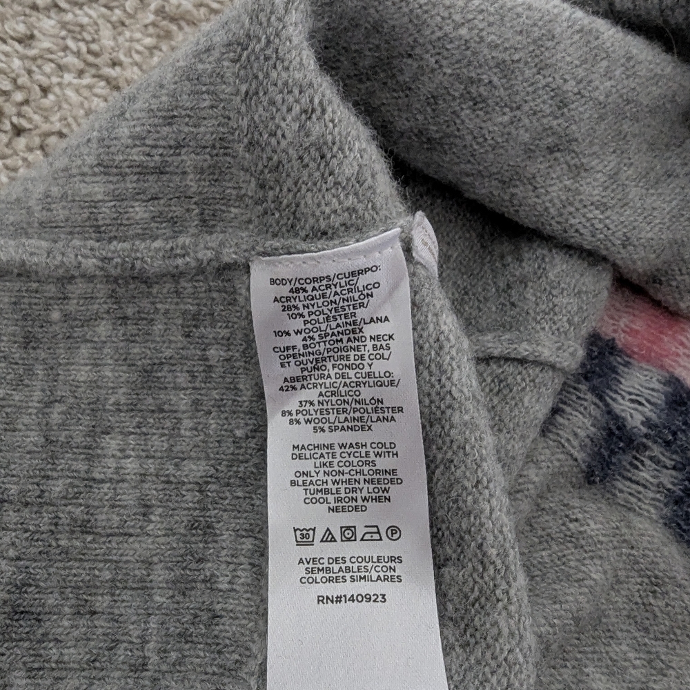 LOFT Geometric Mock Neck Wool-Blend Sweater Multicolor Cabincore Cozycore - Picture 7 of 8